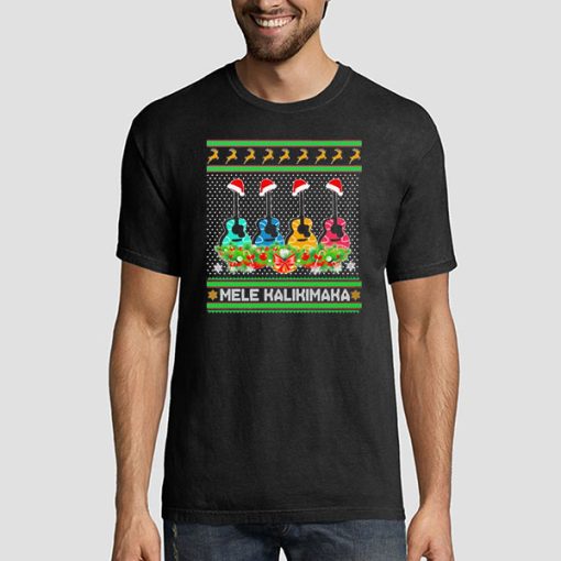 T shirt Black Guitar Mele Kalikimaka Ugly Christmas Sweatshirt