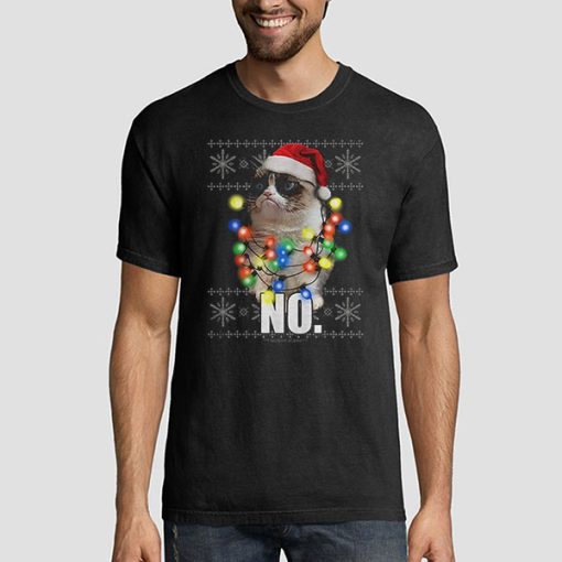 T shirt Black Lights No Grumpy Cat Christmas Sweatshirt