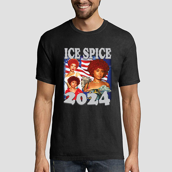 Rapper Retro Vintage Ice Spice 2024 Shirt Graphicteestore   T Shirt Black Rapper Retro Vintage Ice Spice 2024 Shirt 