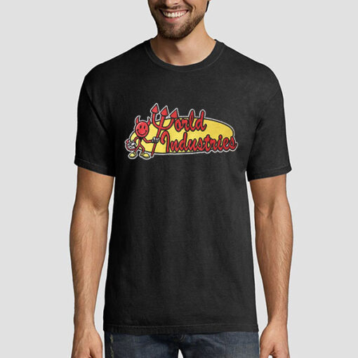 T shirt Black Vintage World Industries Skateboard