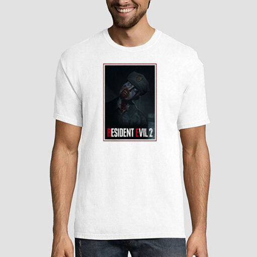 T shirt White 2 Remake Zombie Cop Resident Evil
