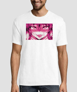 T shirt White Anime Doujin Manga Weeb Ahegao Face