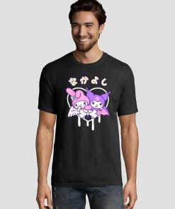 Valentines My Melody Kuromi Drip Heart Tshirt